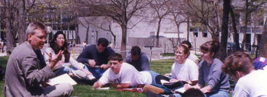 students having a class outdoors