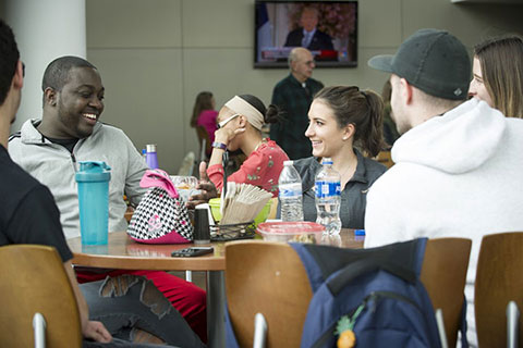 students in the Campus Center