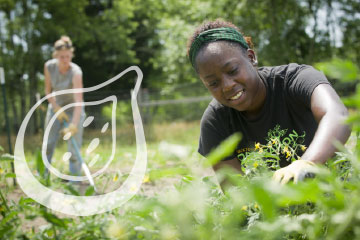 Ƶ students working on the campus farm